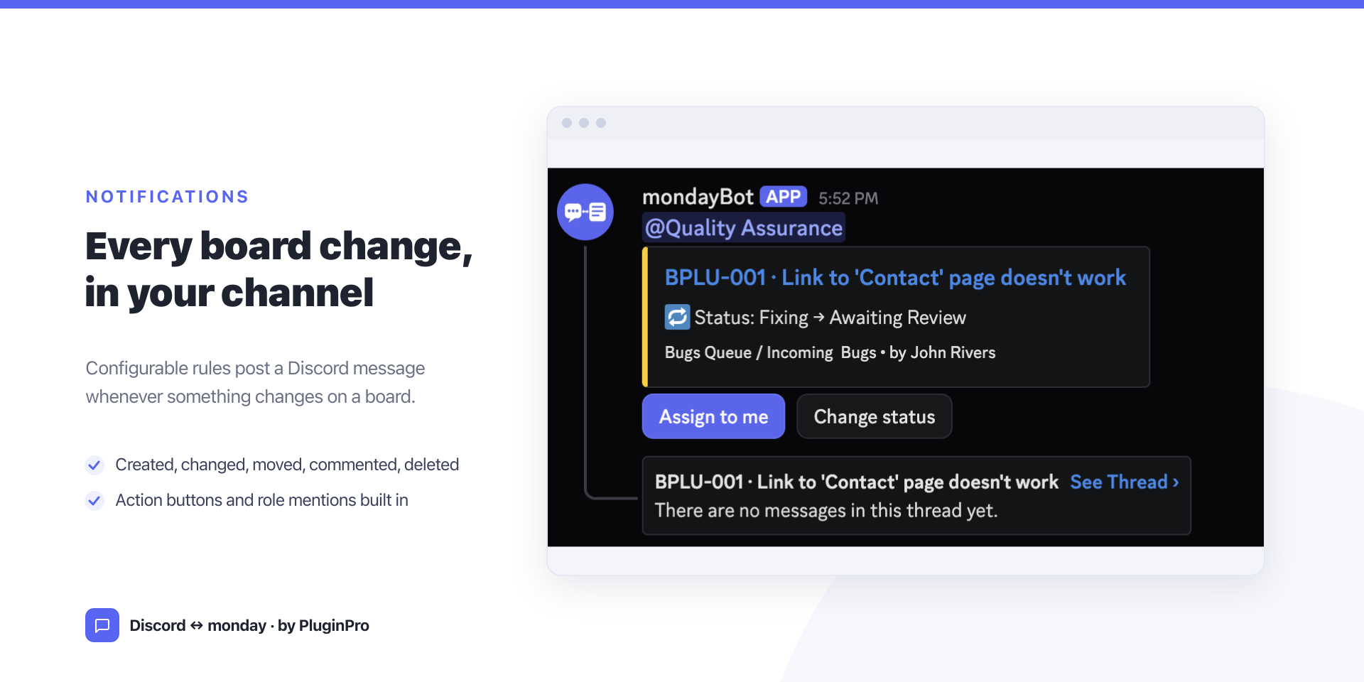 A monday notification posted in Discord